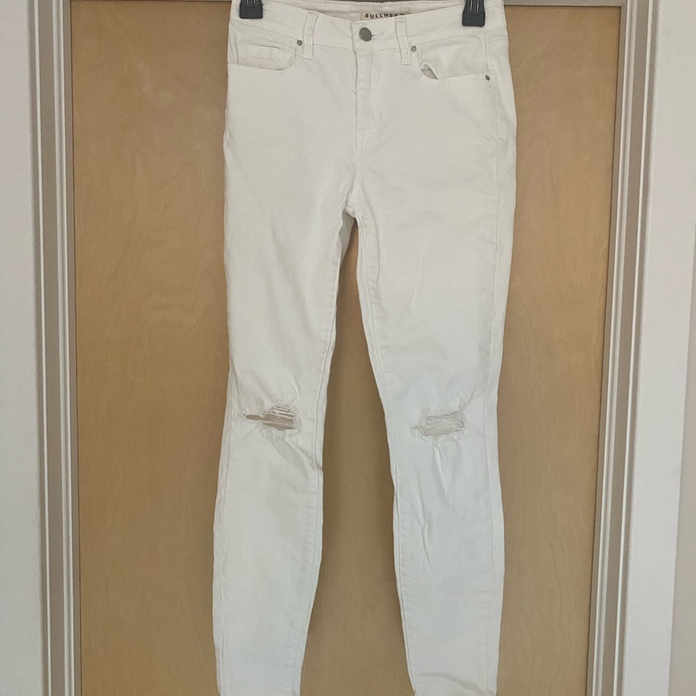 Bullhead Pacsun Distressed Mid Rise Skinniest Ankle Jeans  white Sz 26